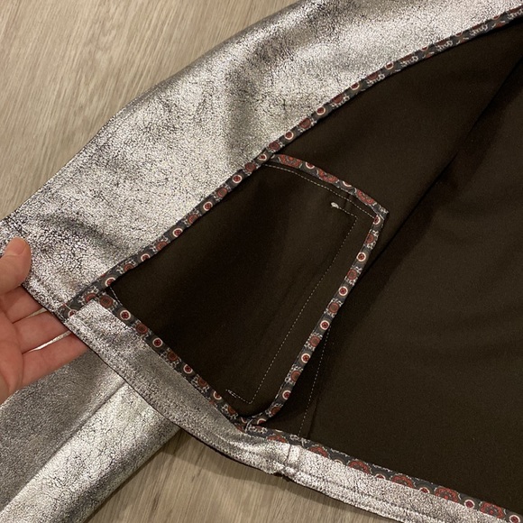 Anthropologie | Brisa Faux Leather Silver Moto Cropped Jacket | Size Small - Picture 5 of 8